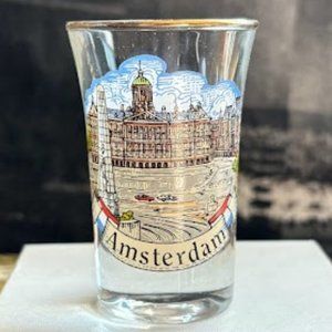 Amsterdam Gold Rim Collectible Shot Glass 2.75"